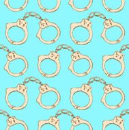 Sketch steel handcuffs in vintage style