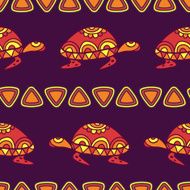 Vector seamless decorative pattern with multicolor ornamental turtles N2