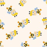 bee cartoon seamless pattern