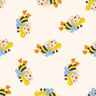 bee cartoon seamless pattern N6