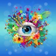 Eye on blue background