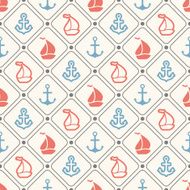 Seamless vector pattern of anchor sailboat shape and line