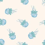 sea animal jellyfish cartoon seamless pattern N2