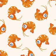 sea animal shrimp cartoon seamless pattern N2