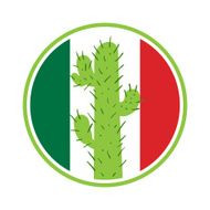 Mexican cactus in a circle on the background N2