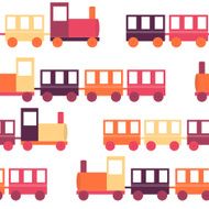 Children&#039;s Train Seamless Pattern Vector Illustration