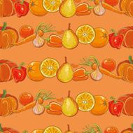 Seamless pattern with orange fruits and vegetables