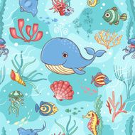Seamless pattern with whale