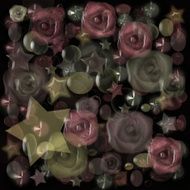 Floral pattern with stars background glass
