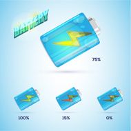battery icon with level of charge in realistic style