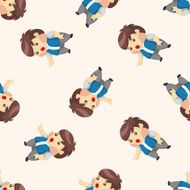family boy character seamless pattern N2