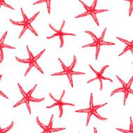 Red stars watercolor seamless vector print