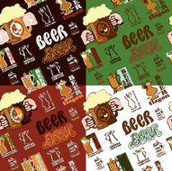 Beer seamless pattern with beer history mugs gs