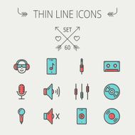 Music and entertainment thin line icon set N5