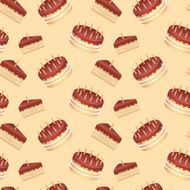 Cute cartoon seamless pattern with birthday cakes and candles N2