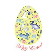 Cute card with watercolor Easter egg