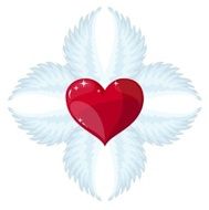 Cross- angel wings and a heart in the middle