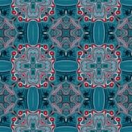 Seamless kaleidoscopic pattern in blue and red 3