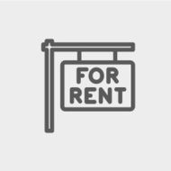 For rent placard thin line icon