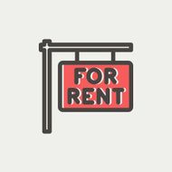 For rent placard thin line icon N3