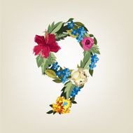 Numbers Vector Colorful Flower Font N2