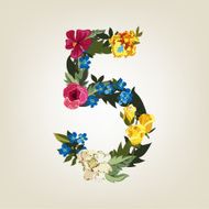 Numbers Vector Colorful Flower Font N5