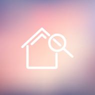 House and magnifying glass thin line icon N3