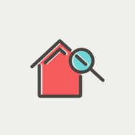 House and magnifying glass thin line icon N4