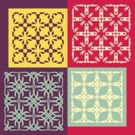 Set of four seamless patterns Vintage geometric ornaments N2