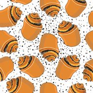 Bun with poppy seamless vector pattern grocery N2