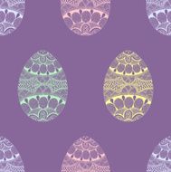 Zentangle stylized Easter pastel Eggs seamless pattern Hand Dra