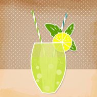 Cocktail lemon lime background Glass of drink