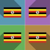 Flags Uganda Set of colors flat design and long shadows