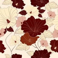 seamless pattern with hand drawn hibiscus flowers N2