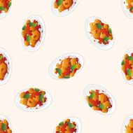 chinese food cartoon seamless pattern background N4