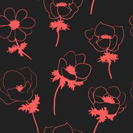 Seamless pattern with anemon flowers