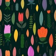 Cute seamless pattern with flowers Spring vector background in