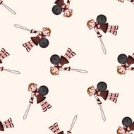 knight cartoon seamless pattern background N6