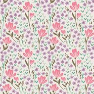 Seamless pattern with pink flowers N3