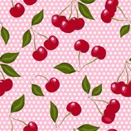 Seamless pattern with cherries on pink