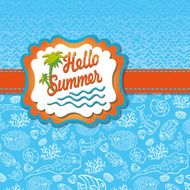 Summer design template Funny Sea Life Sun label wave N2