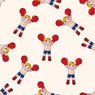 boxer cartoon seamless pattern background N11