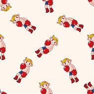 boxer cartoon seamless pattern background N16