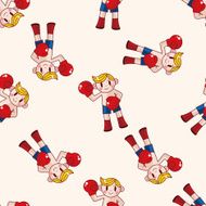 boxer cartoon seamless pattern background N17