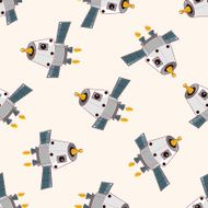 spaceship cartoon seamless pattern background