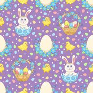 Violet Easter background with rabbits