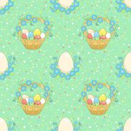 Green background with easter basket