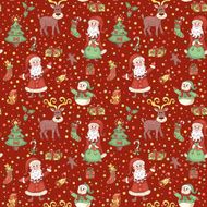 Red christmas pattern with confetti