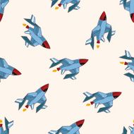 spaceship cartoon seamless pattern background N6