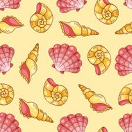 Cockleshells seamless pattern yellow